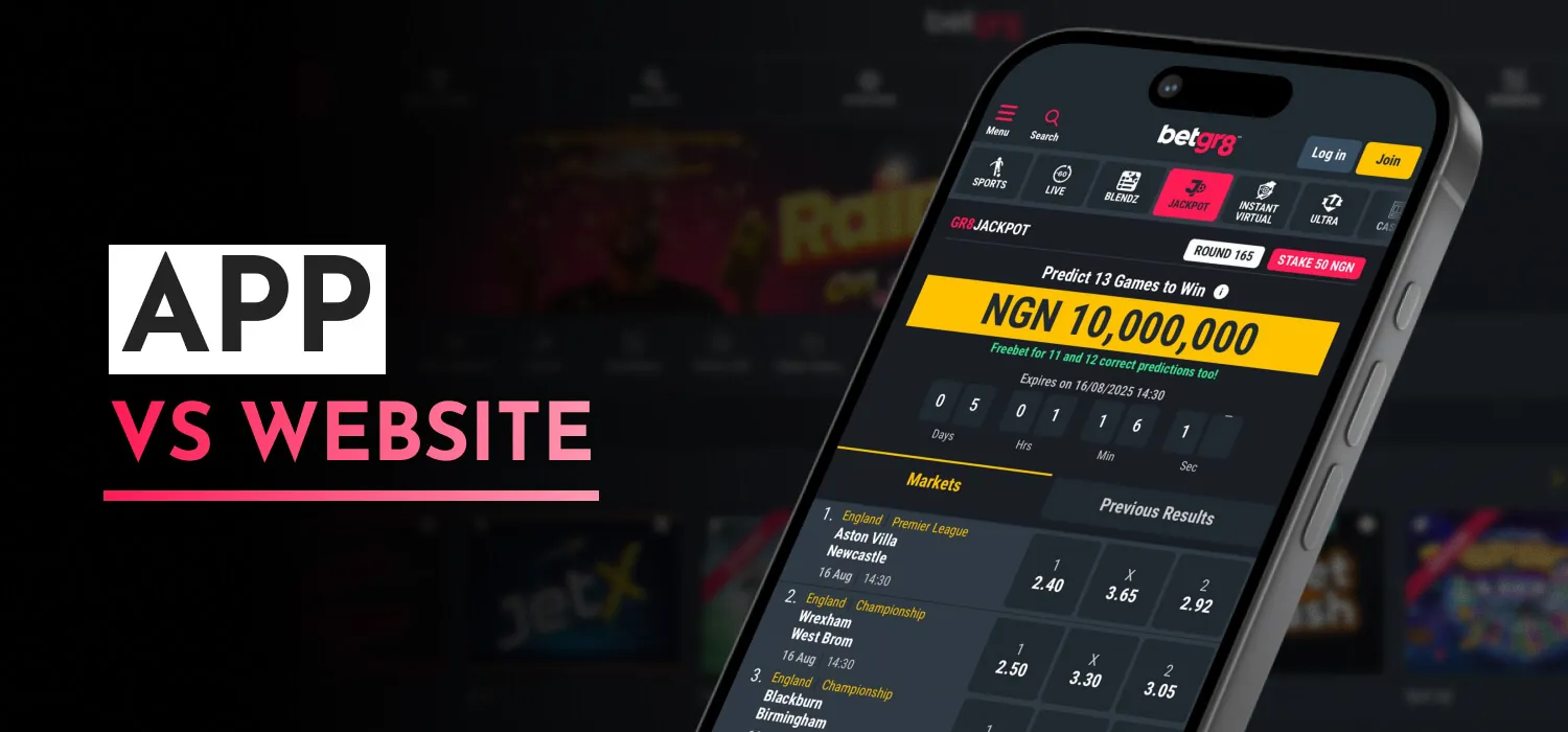 Betgr8 App vs Website