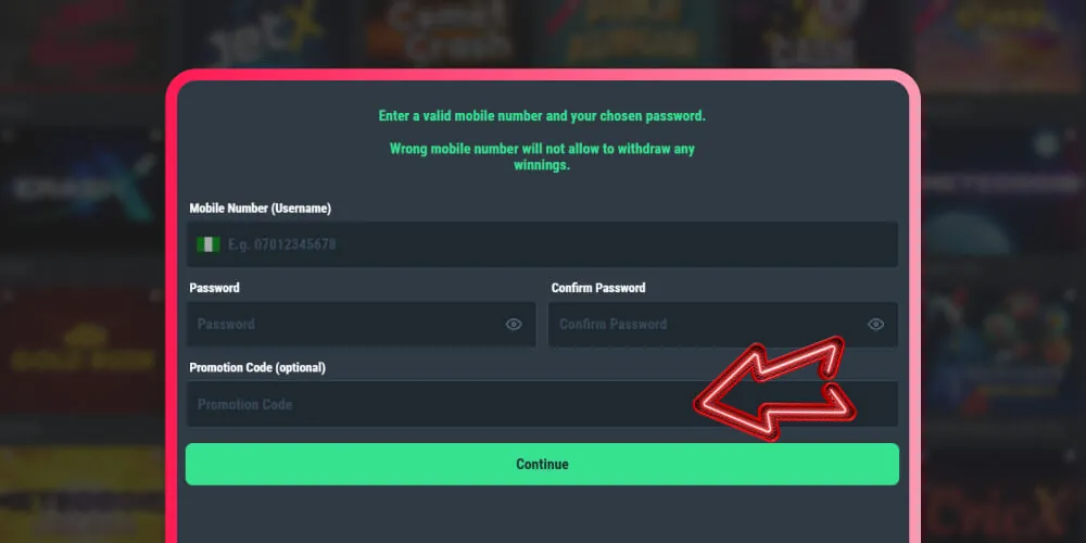 enter your bonus code